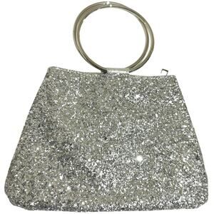 Silver ring Handle Handbag Glitter Shiny Rhinestones Diamond Evening clutch bag
